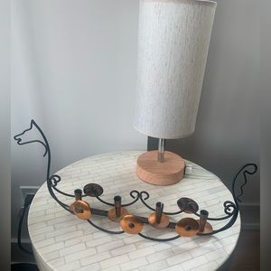 Wonderfully mid century modern Viking candle holder - black metal and copper